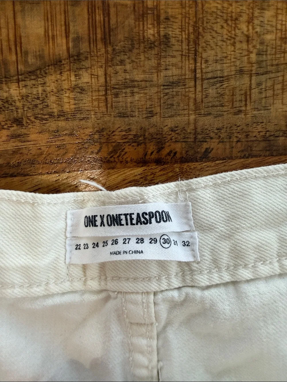 One Teaspoon cream Bandits Distressed Frayed Hem Denim Shorts
